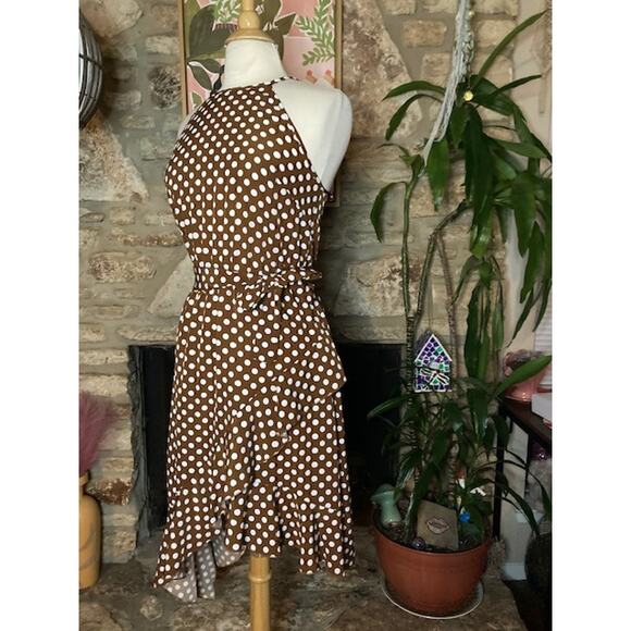 Brown Polka Dot Halter Dress - Ecowish - Size SM - Picture 3 of 8